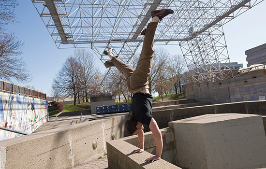 Person performing parkour