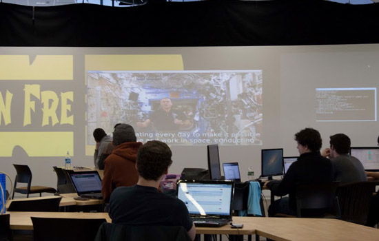 People working in computer lab