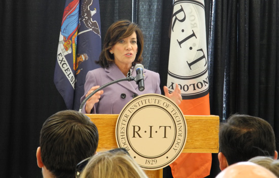 Person speaking at podium