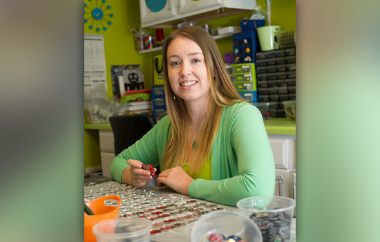 Student working at table