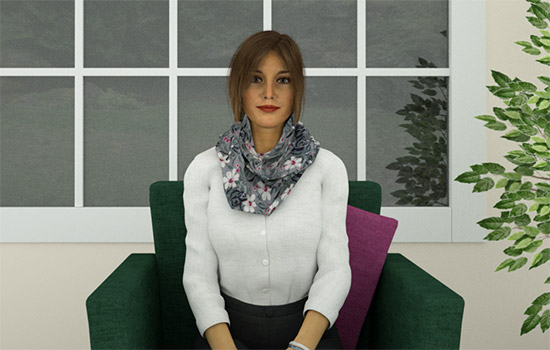 Simulated person sitting in chair