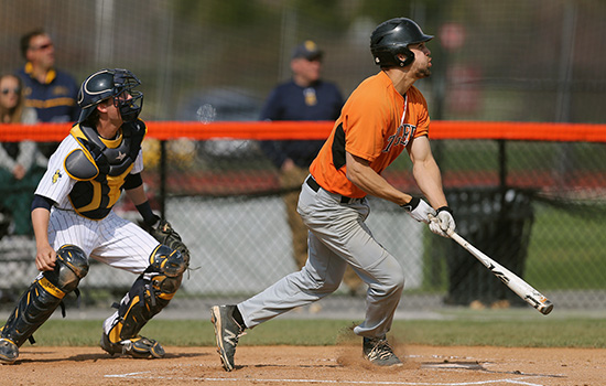 action shot of Will Gorman at bat.