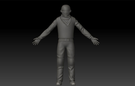  3D model of a person for a student video game.