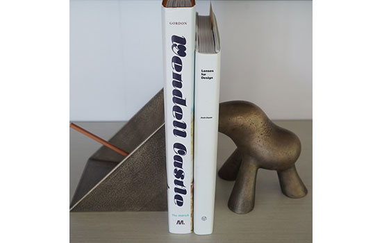 books held up by artistic bookends