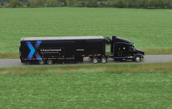 large black semitruck with text X-Force Command on the side.